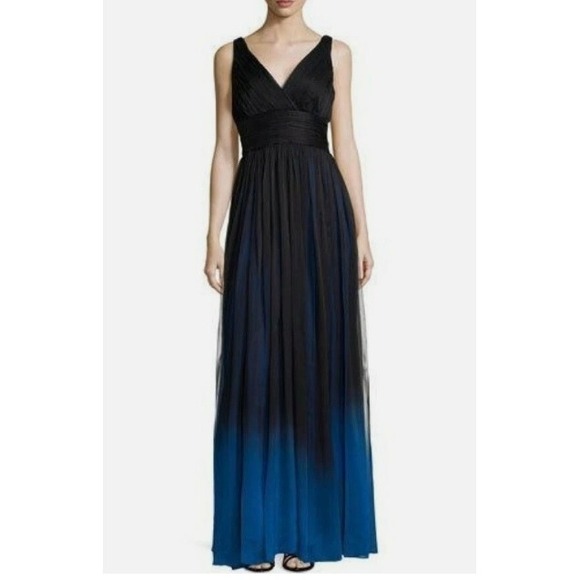 Halston Heritage Dresses & Skirts - Halston Heritage Evening Gown Black Blue Ombre Pleated Dress Formal NWT Size 8